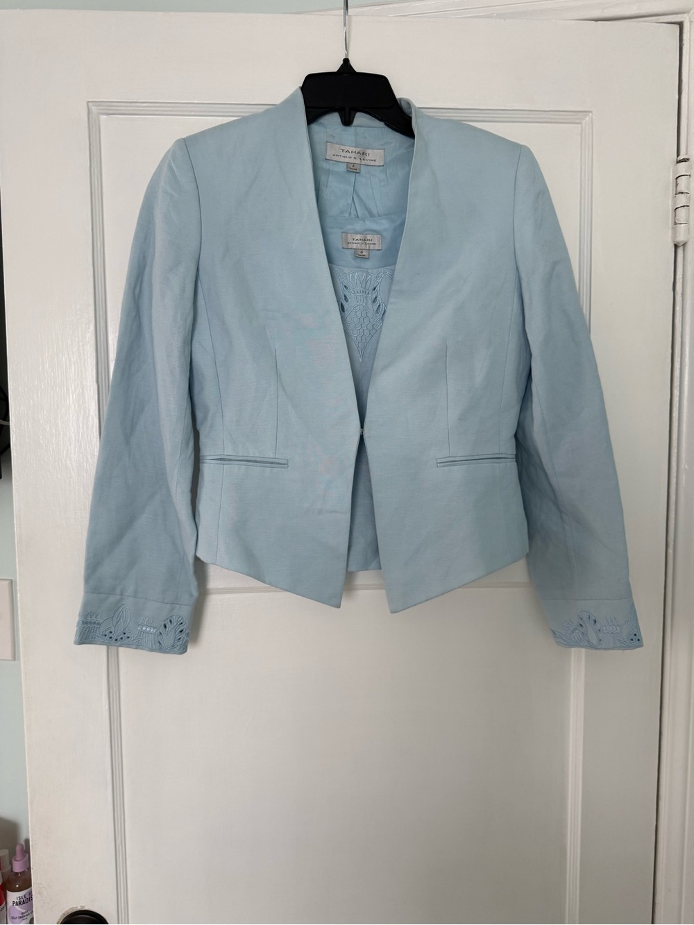 Light Blue Sleeveless Embroidered Women's Top